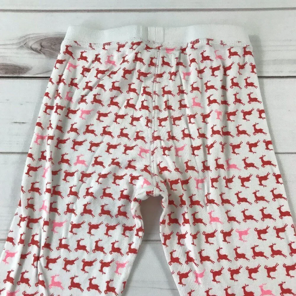 J.Crew Kids Girls Size 12 Red Prancing Reindeers White Pajama Set